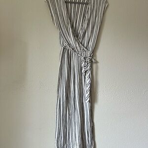 Caution To The Wind White Maxi Dress with Black Stripes